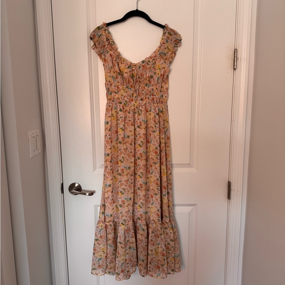 Tan and Brown Ruffled Tiered Maxi Sundress